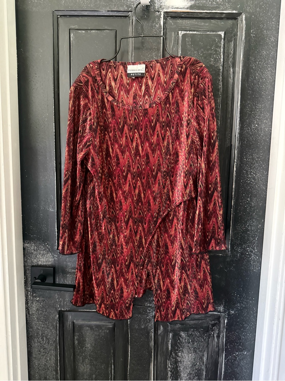 Fashion Bug Red Multi Chevron Long Sleeve Blouse Tunic